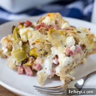 Ham Artichoke and Goat Cheese Strata