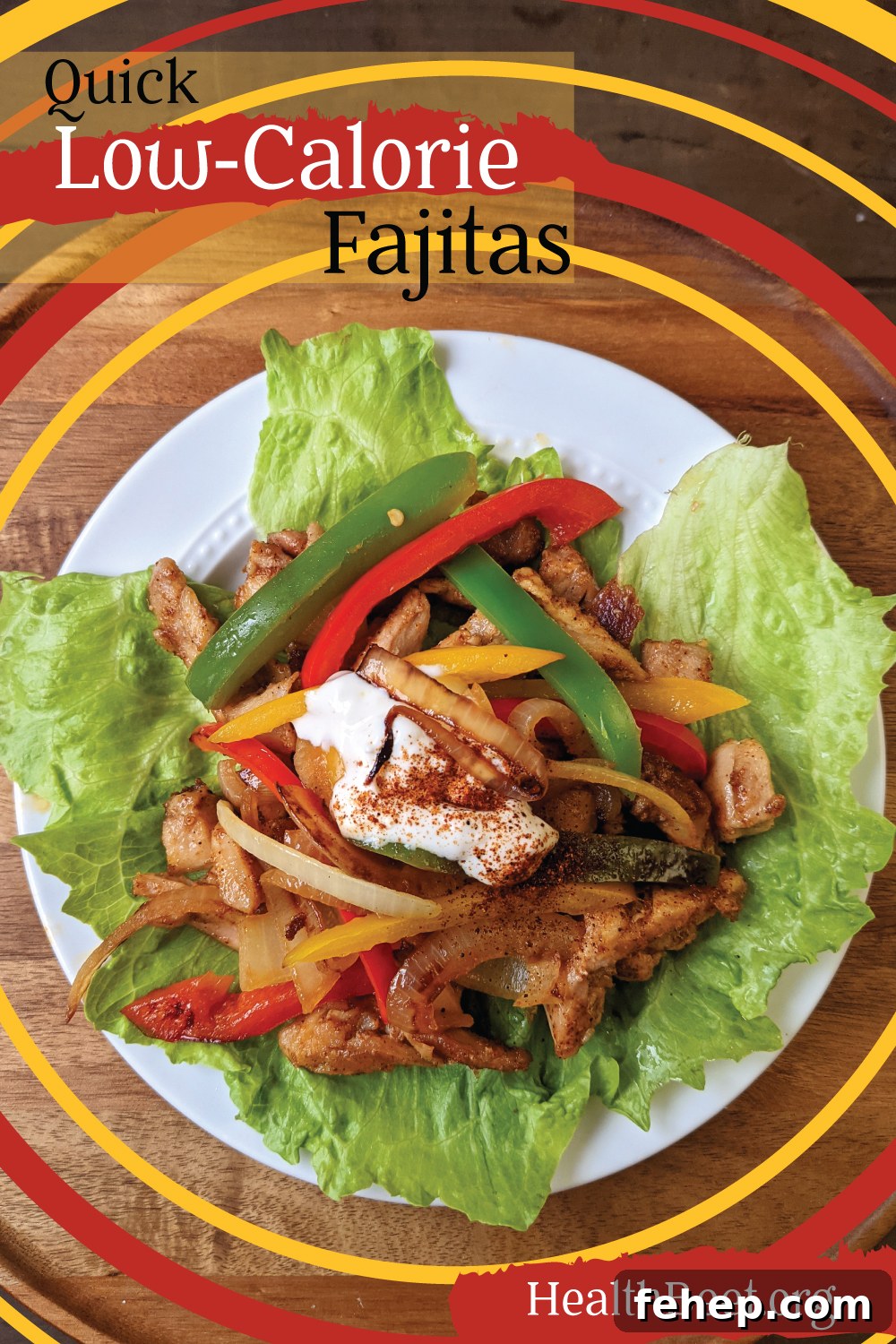 Don't you just love a dinner idea that's low in calories, carbs, and you can put it together quickly?   That's these chicken fajitas!  Under 200 calories per serving, and 16 grams protein. #lowcarb #lowcalorie #quickdinner #chickendinner #paleo #glutenfree