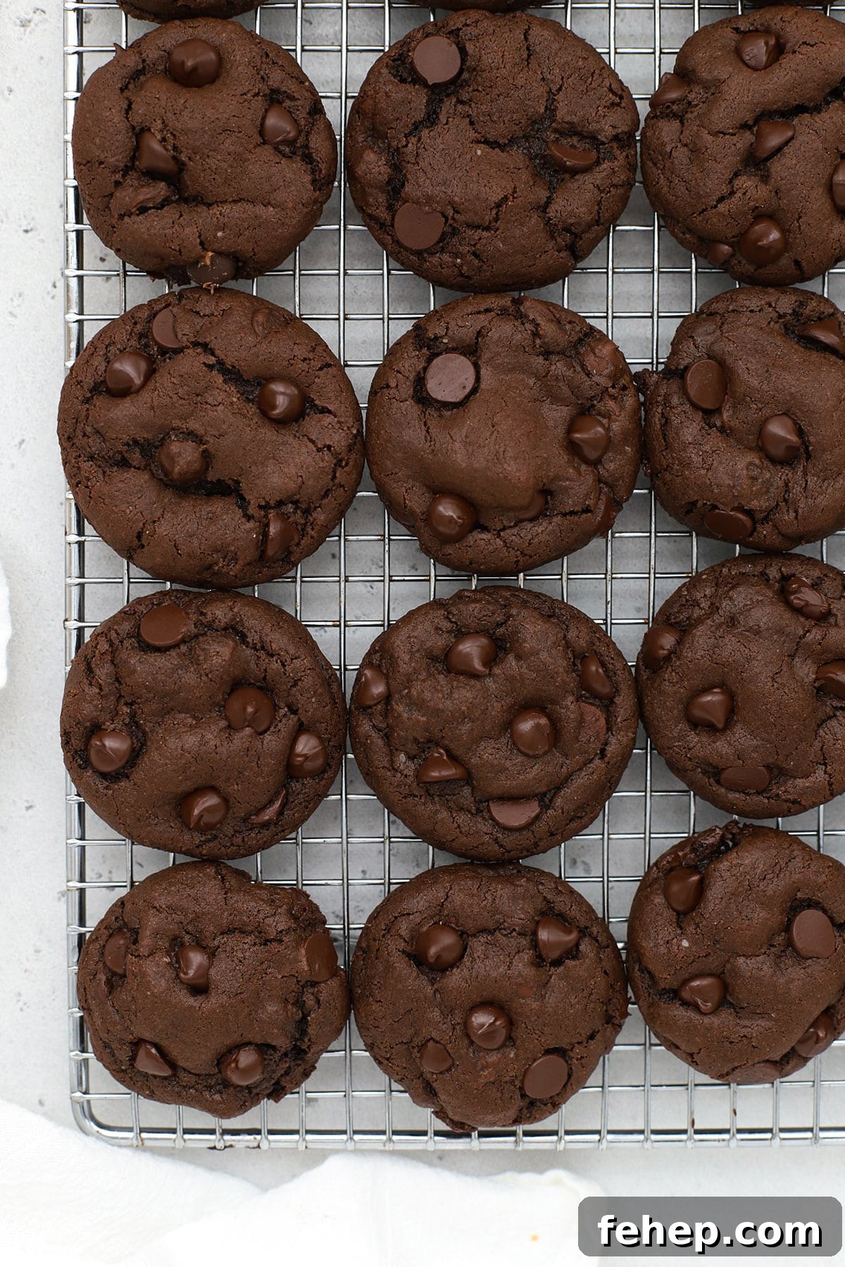 gluten-free chocolate cookies on a wire rack