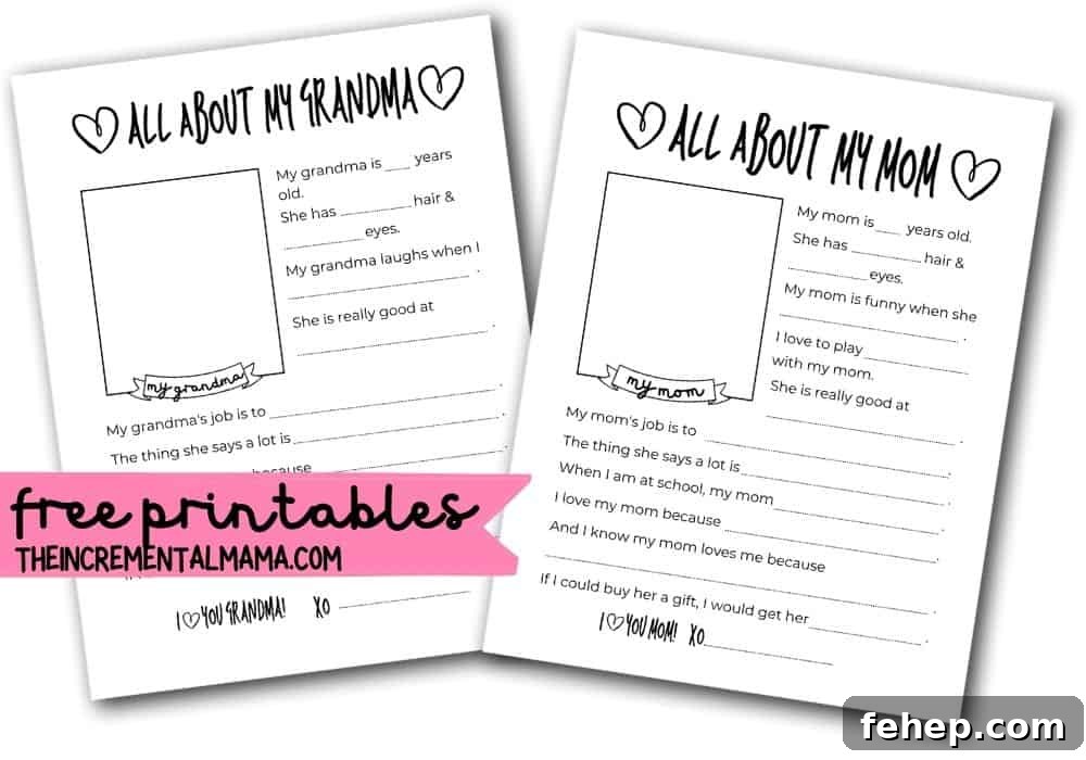 fill in the blank mother's day questionnaires