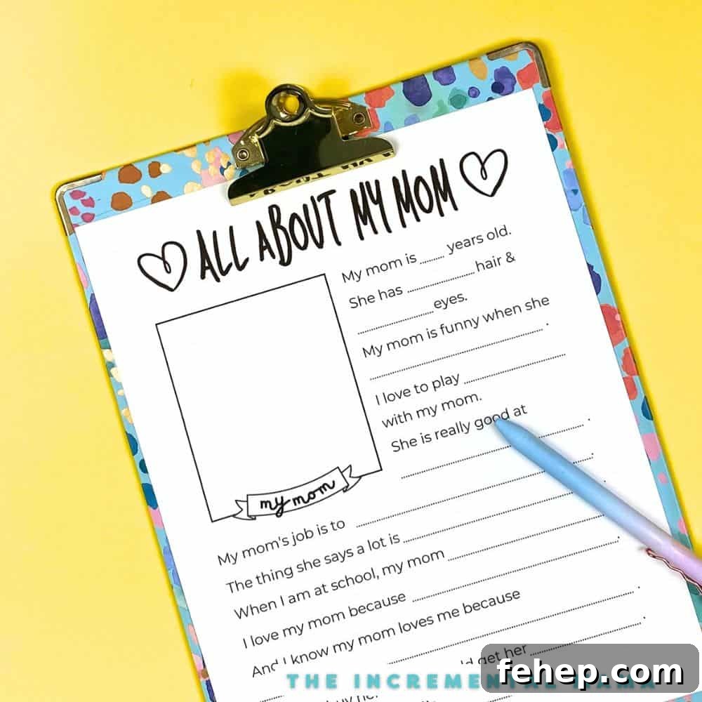 mother's day questionnaire printable