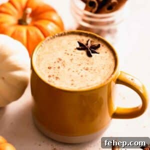 pumpkin spice latte in mug with cinnamon sticks and star anise