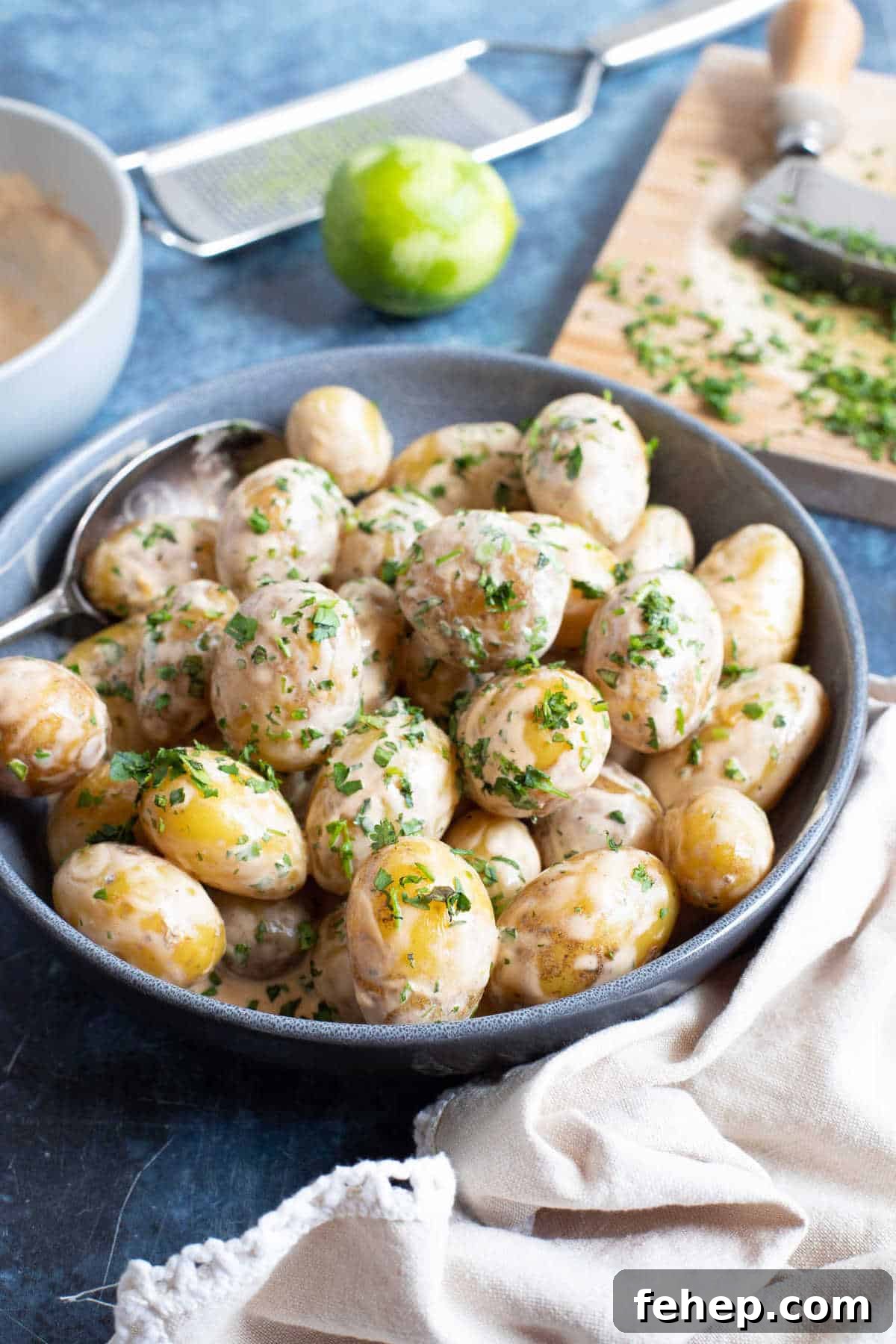 Spicy Potato Salad with Tangy Mustard and Fresh Herbs 2 Easy baby potato salad with a spicy dressing.