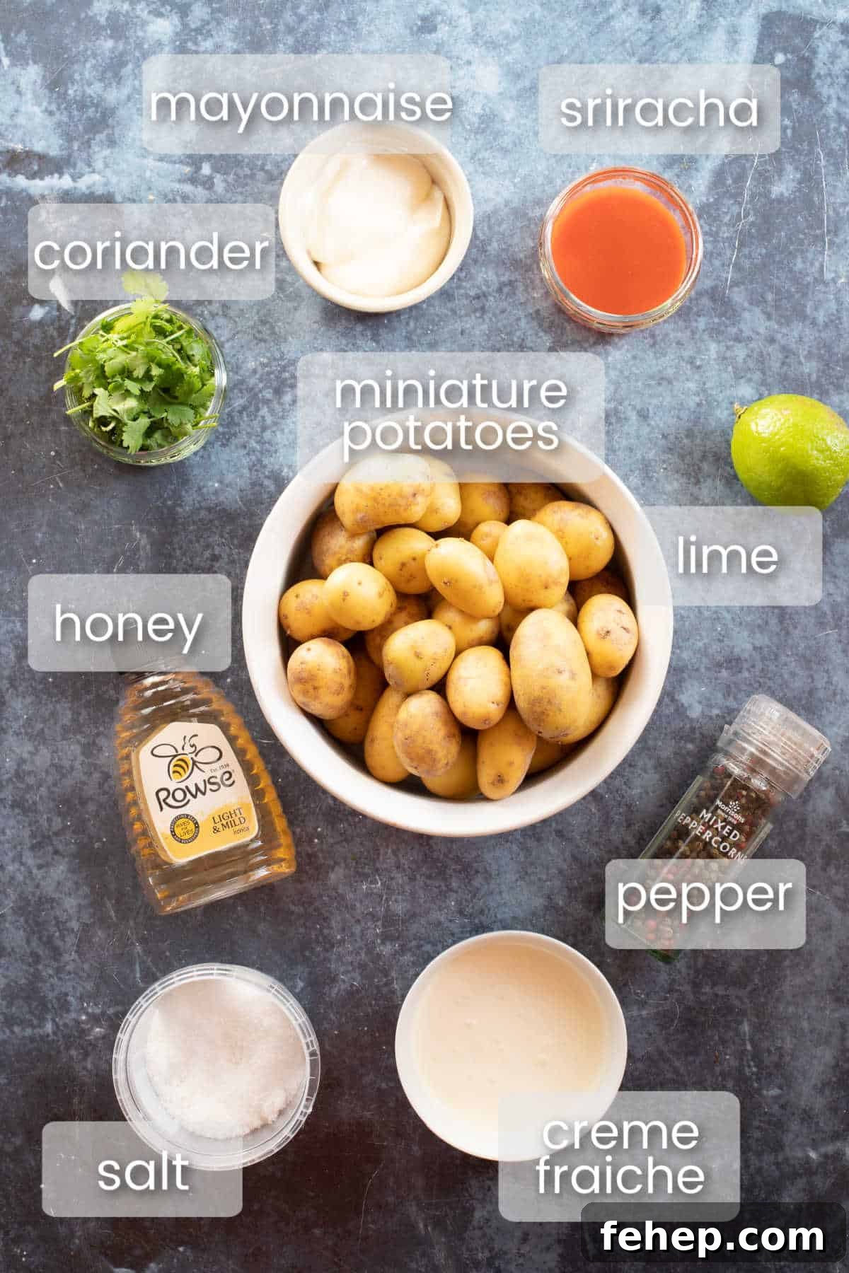 Spicy Potato Salad with Tangy Mustard and Fresh Herbs 3 Ingredients for spicy potato salad.