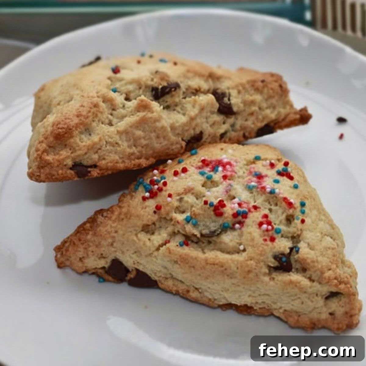 chocolatechipscones Sour Cream Chocolate Chip Scones showing texture.