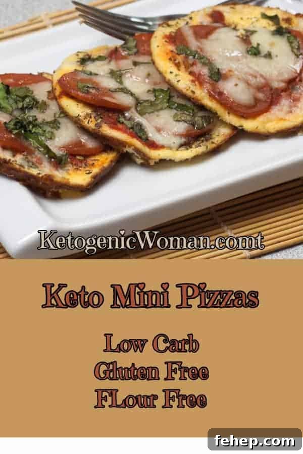 Keto Mini Pepperoni Pizzas feature a flour free crust!