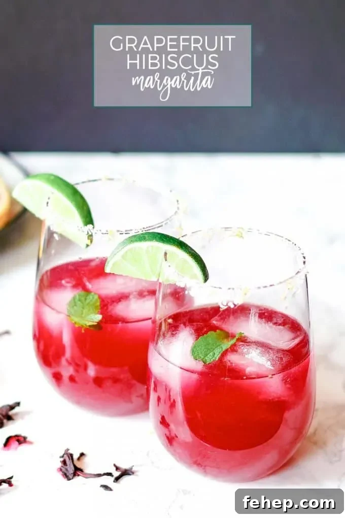 grapefruit hibiscus margaritas pinterest image
