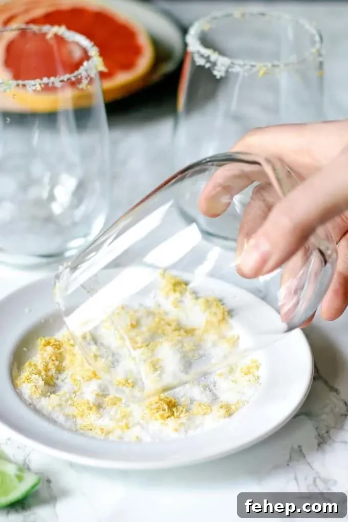 rimming a wine glass in salt for a margarita