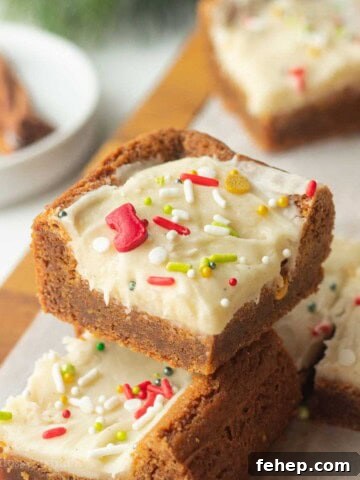 Slices of gingerbread bar stacked.