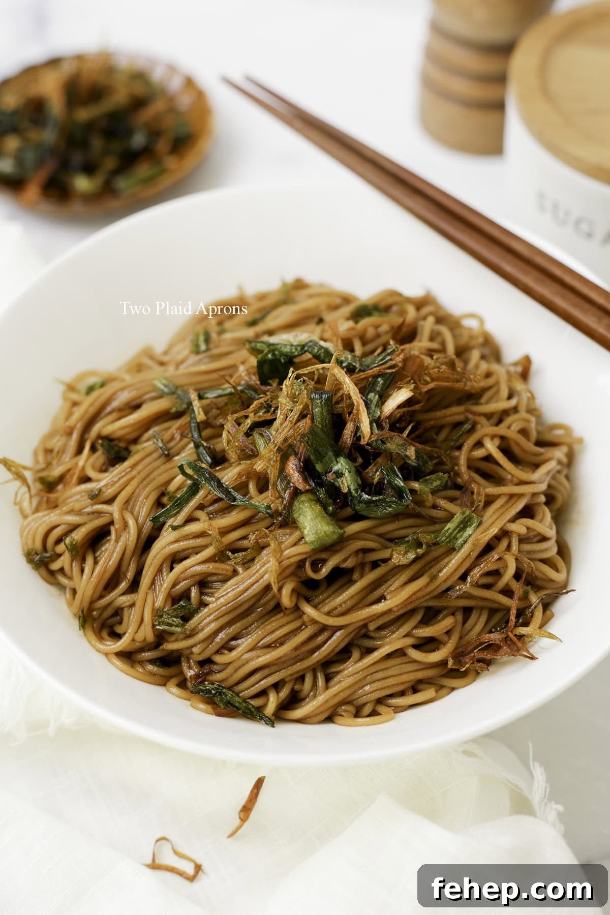 Bowl of scallion oil noodles