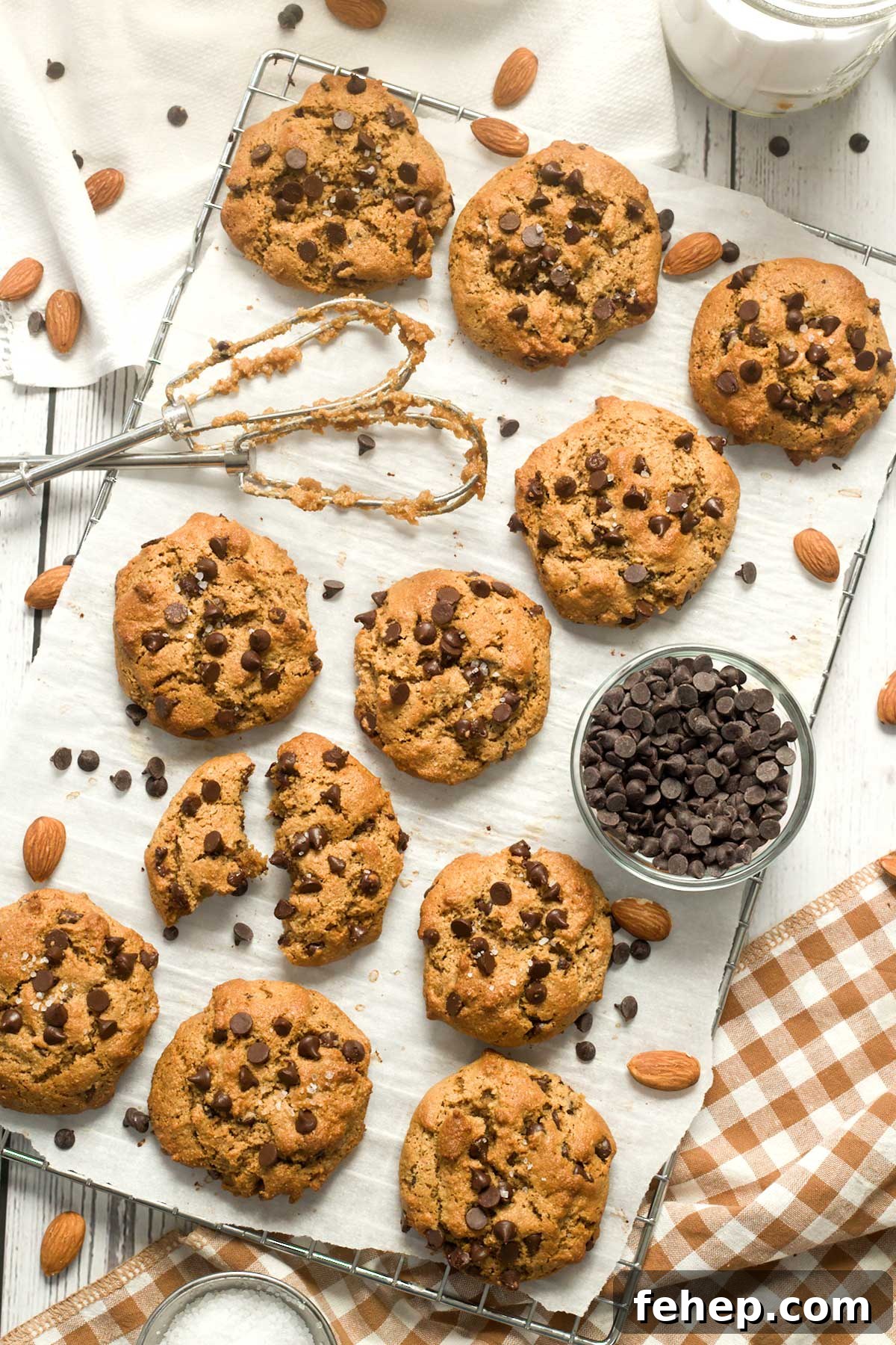 Gluten-Free Levain Bakery Chocolate Chip Cookies on parchment paper.