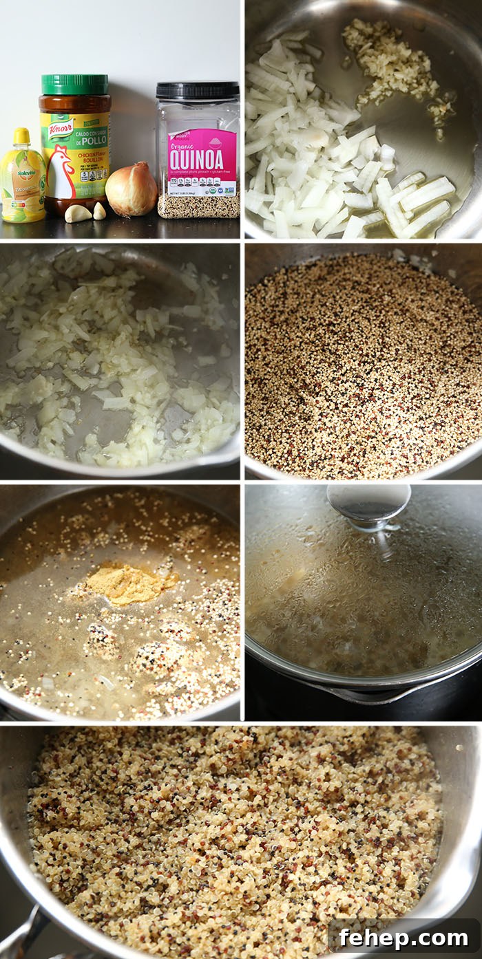7-photo picture collage of step-by-step photos of how to make the best quinoa.