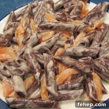 cocoa pasta with smoked salmon