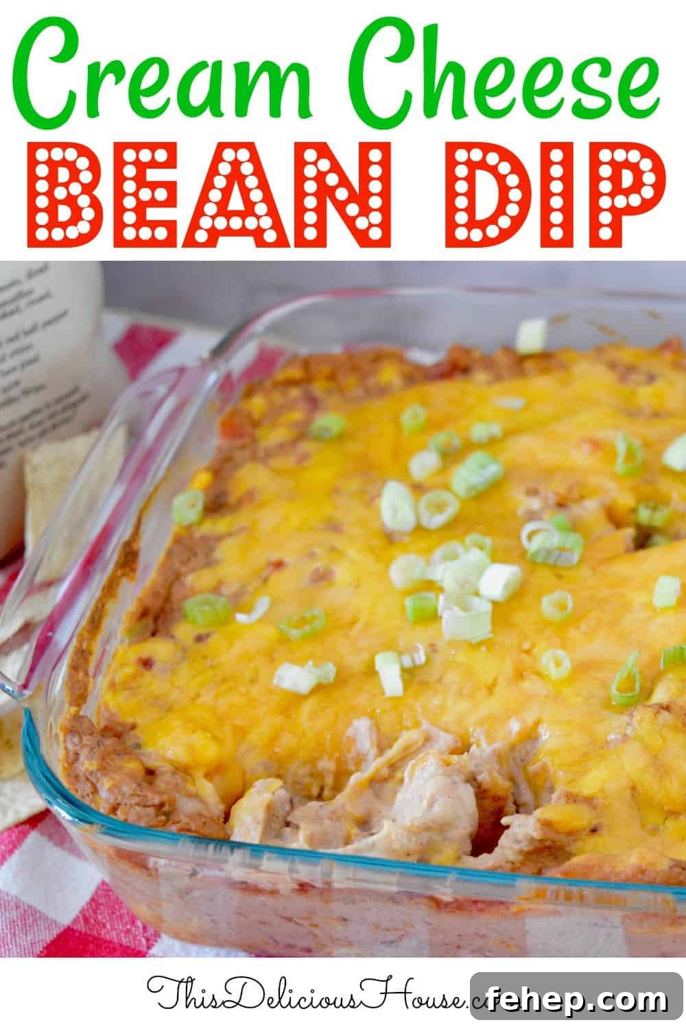 Cream Cheese Bean Dip Pinterest Pin.