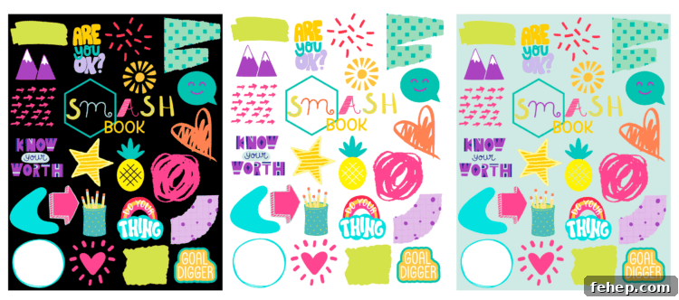 smash book digital cover options