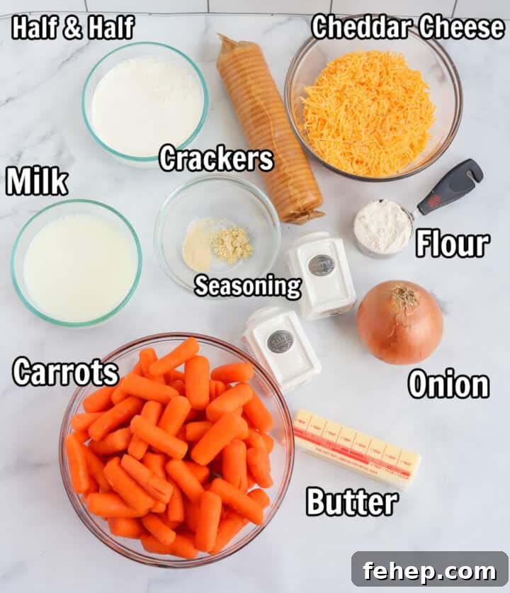 ingredients for the carrot casserole.