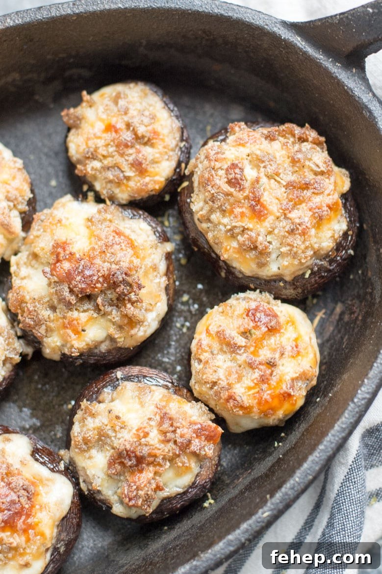 Keto Sausage Stuffed Mushrooms