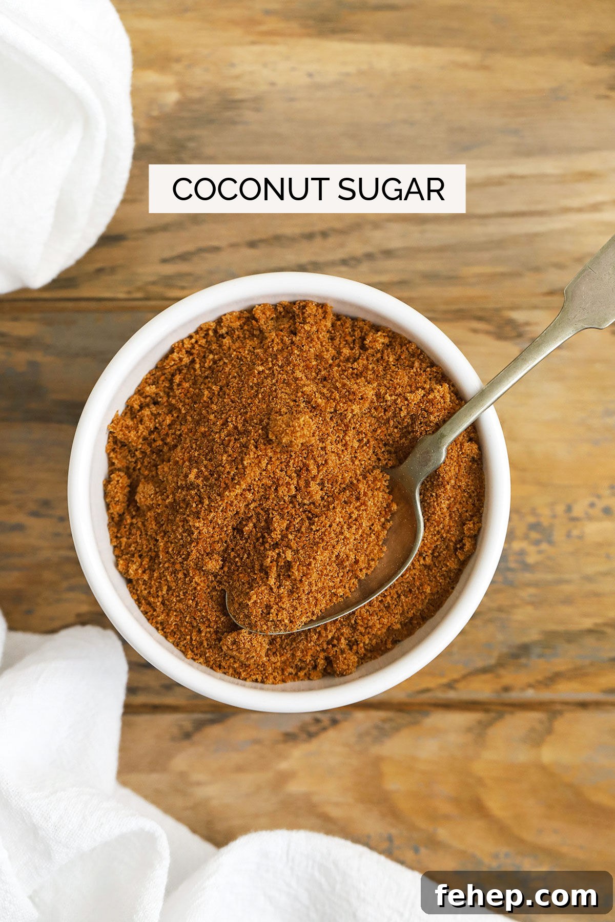 coconut sugar in a white bowl