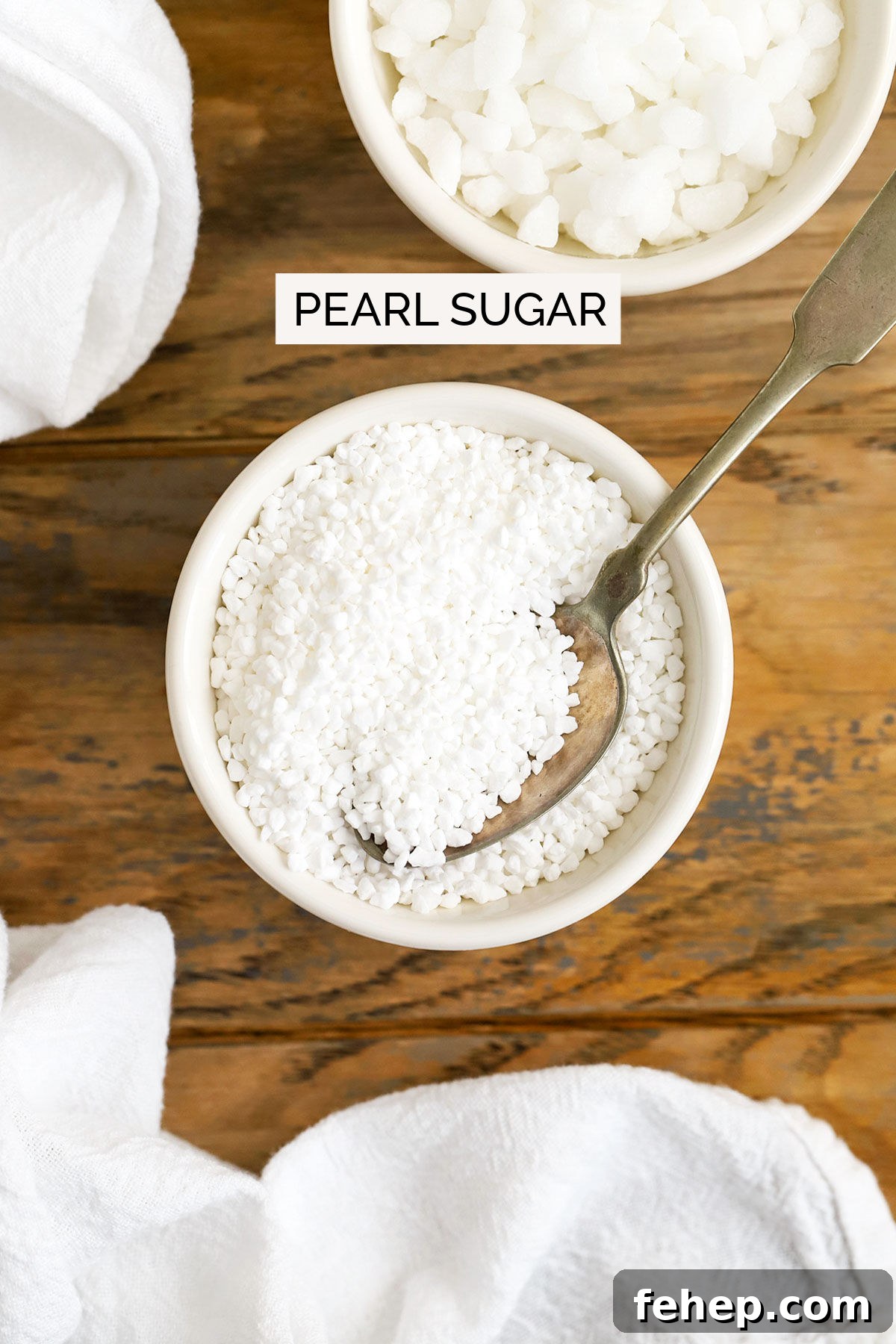 pearl sugar in a white bowl